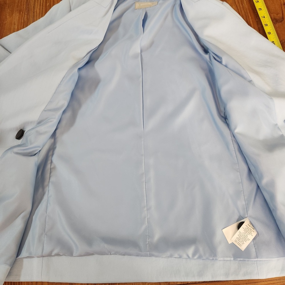 Everlane The Drapey Blazer Pastel Blue Double Breasted Size 12 Lined Boyfriend - Picture 8 of 14